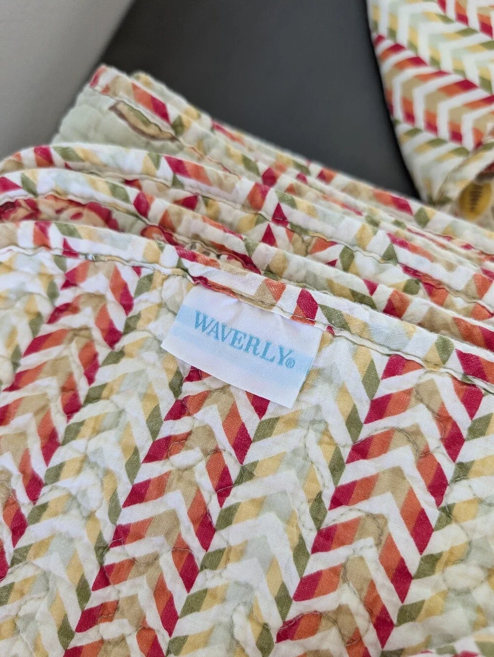Waverly Floral Green Pink Botanical Quilted Coverlet Bed Spread Size 84
